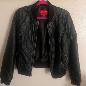 Faux leather bomber